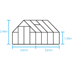 HALLS szklarnia ogrodowa Qube+ 88 - (6,8 m2; 2,61 x 2,61 m), czarna + baza, SZKŁO HARTOWANE