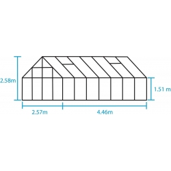 HALLS szklarnia Magnum 148 (11,5 m²; 2,57m x 4,46 m), zielona + baza