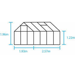HAALS szklarnia ogrodowa Popular 86 - (5 m2; 1,93 x 2,57 m), srebrna + baza