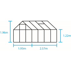 HAALS szklarnia ogrodowa Popular 86 - (5 m2; 1,93 x 2,57 m), srebrna + baza, SZKŁO HARTOWANE