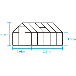 HALLS szklarnia ogrodowa Qube 610 - (6,3 m2; 1,93 x 3,19 m), czarna + baza, SZKŁO HARTOWANE