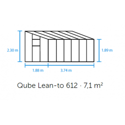 HALLS szklarnia przyścienna QUBE 612 (7 m2; 1,88 x 3,74 m), czarna-  szkło hartowane + baza