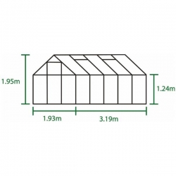 HALLS szklarnia ogrodowa Popular 106 (6,3 m2; 1,93 x 3,19 m), srebrna, SZKŁO HARTOWANE + baza