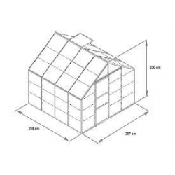 VITAVIA szklarnia ogrodowa MERKUR 6700, srebrna (6,7 m2; 2,57 x 2,58 m) + baza