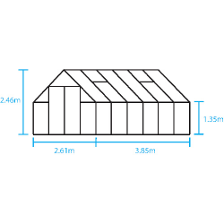 HALLS szklarnia ogrodowa Qube+ 812 - (9,9 m2; 2,61 x 3,85 m), czarna + baza, SZKŁO HARTOWANE