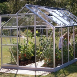 VITAVIA szklarnia ogrodowa VENUS 7500, srebrna - 7,5 m2, (1,93 m x 3,84 m), szkło hartowane + baza