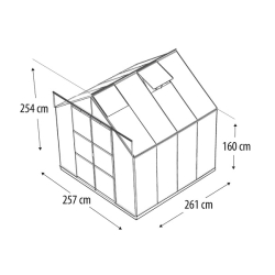 VITAVIA szklarnia ogrodowa URANUS 6700 czarna (6.7 m², 2.57 m x 2.58 m), szkło hartowane + baza