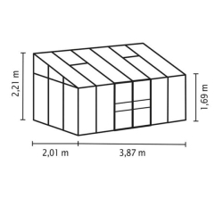 VITAVIA szklarnia przyścienna IDA 7800, srebrna - (7,8 m2; 2,01 x 3,87 m) + baza