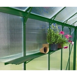 Półka wisząca aluminiowa do szklarni (15 x 120 cm) – zielona