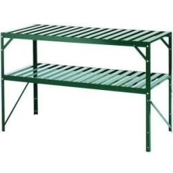 Półka, stolik dwupoziomowy aluminiowy do szklarni (120x50x75cm) - zielony