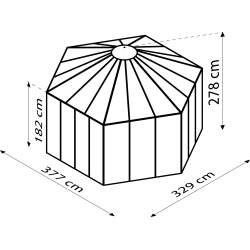 VITAVIA szklarnia ogrodowa oranżeria Hera 9000, czarna (9 m2; 3,82 x 3,31 m) szkło hartowane + baza