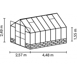 VITAVIA szklarnia ogrodowa Cassandra 11500, czarna - (11,5 m2; 2,57 x 4,48 m) + szkło hartowane