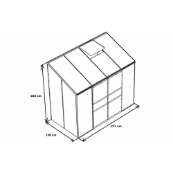 VITAVIA szklarnia przyścienna IDA 3300, srebrna - (3,3 m2; 1,3 x 2,57 m) + baza