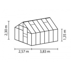 VITAVIA szklarnia ogrodowa Merkur 9900, srebrna - 9,9 m2, (2,57 m x 3,83 m) + baza