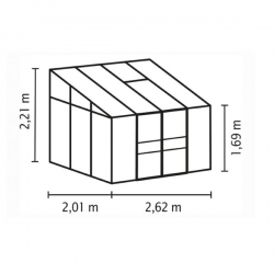 VITAVIA szklarnia przyścienna IDA 5200, srebrna - (5,2 m2; 2,01 x 2,62 m) + baza