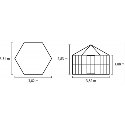 VITAVIA szklarnia ogrodowa oranżeria Hera 9000, czarna (9 m2; 3,82 x 3,31 m) szkło hartowane + baza