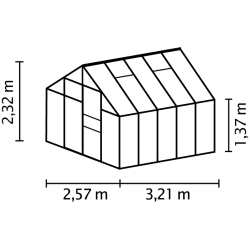 VITAVIA szklarnia ogrodowa Merkur 8300, czarna (8,3 m2; 2,57 x 3,21 m) szkło hartowane + baza