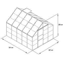 VITAVIA szklarnia ogrodowa MERKUR 8300, srebrna (8,3 m2; 2,57 x 3,21 m) + baza