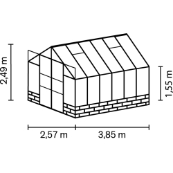VITAVIA szklarnia ogrodowa Cassandra 9900, czarna - (9,9 m2; 2,57 x 3,85 m) + szkło hartowane