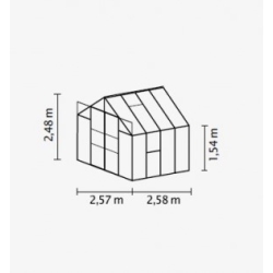 VITAVIA szklarnia ogrodowa URANUS 6700 czarna (6.7 m², 2.57 m x 2.58 m) + baza