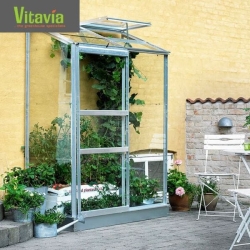 VITAVIA szklarnia przyścienna IDA 900 srebrna (0,9 m2; 0,69 x 1,32 m) + baza