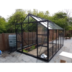 VITAVIA szklarnia ogrodowa URANUS 9900 czarna (9.9 m², 2.57 m x 3.83 m), szkło hartowane + baza