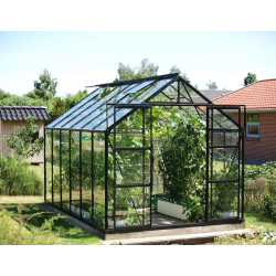 VITAVIA szklarnia ogrodowa URANUS 9900 czarna (9.9 m², 2.57 m x 3.83 m), szkło hartowane + baza