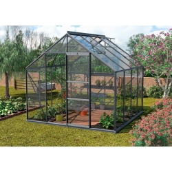 VITAVIA szklarnia ogrodowa MERKUR 6700, czarna (6,7 m2; 2,57 x 2,58 m), szkło hartowane + baza