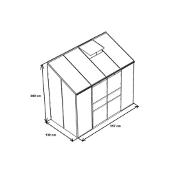 VITAVIA szklarnia przyścienna IDA 3300, zielona - (3,3 m2; 1,3 x 2,57 m), szkło hartowane + baza