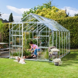 VITAVIA szklarnia ogrodowa URANUS 11500 srebrna (11.5 m², 2.57 m x 4.45 m), Szkło Hartowane + baza