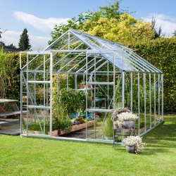 VITAVIA szklarnia ogrodowa URANUS 11500 srebrna (11.5 m², 2.57 m x 4.45 m), Szkło Hartowane + baza
