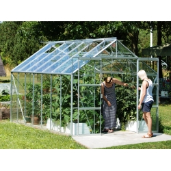 VITAVIA szklarnia ogrodowa URANUS 11500 srebrna (11.5 m², 2.57 m x 4.45 m), Szkło Hartowane + baza